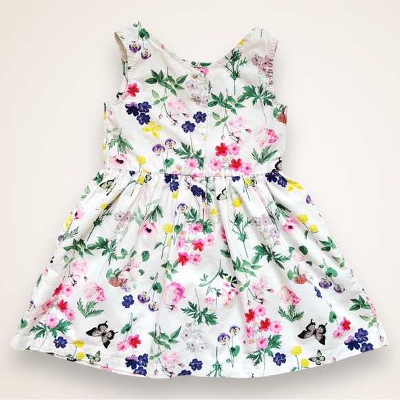 H&M Girls Floral Patterned Dress Cotton 3-4Y - Picture 3 of 3